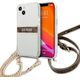 Guess Etui Guess GUHCP13SKC4GBGO Apple iPhone 13 mini Transparent hardcase 4G Brown Strap Gold Chain