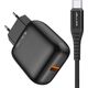 Ładowarka Ładowarka Sieciowa USB 18W 3.1A JELLICO C32 Quick Charge 3.0 + Kabel USB-C TYP C czarna