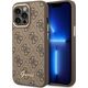 Guess Etui Guess do iPhone 14 Pro 6,1" brązowy/brown hard case 4G Vintage Gold Logo