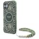 Original Case IPHONE 16 Guess Hardcase IML Flowers Allover Electro With Pearl Strap MagSafe green 3666339299606