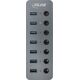HUB USB InLine InLine® USB 3.2 Gen.1 hub, 7-port, with switch, aluminium, grey, with power supply unit