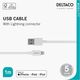 Kabel USB Deltaco USB-A - Lightning 1 m Biały (IPLH-401)