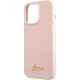 Guess Guess GUHCP13XLSLMGLP iPhone 13 Pro Max 6.7" jasnoróżowy/light pink hardcase Silicone Script Gold Logo