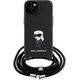 Karl Lagerfeld Karl Lagerfeld KLHCP15SSASKNPSK iPhone 15 6.1" hardcase czarny/black Crossbody Saffiano Monogram Metal Pin Karl & Choupette