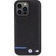 BMW BMW Leather Carbon Blue Line - Etui iPhone 15 Pro Max (czarny)