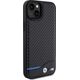 BMW BMW Leather Carbon Blue Line - Etui iPhone 15 Plus (czarny)