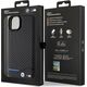 BMW BMW Leather Carbon Blue Line - Etui iPhone 15 Plus (czarny)