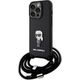 Karl Lagerfeld Karl Lagerfeld KLHCP15LSASKNPSK iPhone 15 Pro 6.1" hardcase czarny/black Crossbody Saffiano Monogram Metal Pin Karl & Choupette