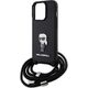 Karl Lagerfeld Karl Lagerfeld KLHCP15LSASKNPSK iPhone 15 Pro 6.1" hardcase czarny/black Crossbody Saffiano Monogram Metal Pin Karl & Choupette