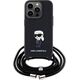 Karl Lagerfeld Karl Lagerfeld KLHCP15LSASKNPSK iPhone 15 Pro 6.1" hardcase czarny/black Crossbody Saffiano Monogram Metal Pin Karl & Choupette