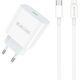 Ładowarka Jellico JELLICO ładowarka sieciowa AK180 PD 20W 1xUSB-C + kabel USB-C - Lightning Biały standard