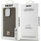 DKNY DKNY DKHMP14XPSHRPSW iPhone 14 Pro Max 6.7" brązowy/brown hardcase Leather Pattern Metal Logo MagSafe