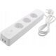 Deltaco Ilgiklis DELTACO SMART HOME 3xCEE 7/4, USB-A 2A, baltas / SH-P03USB2