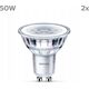 Signify Philips LED classic Lampe 50W GU10 Warmweiß 355lm Silber 2er P