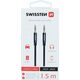 Kabel Sourcing Swissten Textile Premium AUX cable 3.5 mm - 3.5 mm 1.5m Black