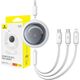 Kabel USB Baseus USB-A - USB-C + microUSB + Lightning 1.1 m Biały (P10368700211-01)