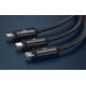 Kabel USB Baseus USB-A - USB-C + microUSB + Lightning 1.1 m Czarny (P10368700111-03)