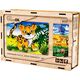 PuzzleOK Drewniane Puzzle 4w1 Dzikie Zwierzęta Układanka Zestaw Żyrafa Leniwiec