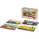 PuzzleOK Drewniane Puzzle 4w1 Pojazdy Układanka Zestaw Środki Transportu Samochody