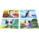 PuzzleOK Drewniane Puzzle 4w1 Zwierzęta Układanka Zestaw Krówka Piesek Panda Pingwin