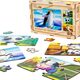 PuzzleOK Drewniane Puzzle 4w1 Zwierzęta Układanka Zestaw Krówka Piesek Panda Pingwin