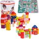 Jokomisiada Drewniane Klocki Miasto dla dzieci 3+ Puzzle Mata podłogowa + Sorter kształtów + Klocki 115 el.