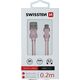 Kabel USB Swissten USB-A - USB-C 0.2 m Srebrny (71521103)