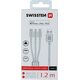 Kabel USB Swissten USB-A - USB-C + micro-B + Lightning 1.2 m Srebrny (SV0153259010)