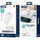 Ładowarka Jellico JELLICO ładowarka sieciowa EU13 GaN PD 30W 1xUSB-C + 1xUSB QC3.0 + kabel USB-C - Lightning Biały
