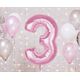 GoDan Balon foliowy cyfra 3 jasnoróżowa Smart 92cm
