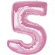 GoDan Balon foliowy cyfra 5 jasnoróżowa Smart 92cm