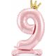 PartyDeco Stoj±cy balon foliowy 9 jasny róż 84cm