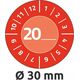 AVERY Rød inspektionsetiket Ø30 mm med årstal 20__ til selv at udfylde, Vinyl Rød - (10 ark x 8 stk.)
