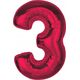 GoDan Balon foliowy cyfra 3 czerwona Smart 92cm