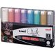 UNIBALL Uni-Ball PWE-8K, Green, Light Blue, Orange, Pink, Red, Violet, White, Yellow, Chisel, 8 pc(s)