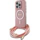Guess Guess GUHMP16XHCTSGNSP iPhone 16 Pro Max  6.9" różowy/pink hardcase Crossbody Cord Script MagSafe