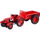 Jokomisiada Czerwony Metalowy Traktor z przyczepką Skrętne Gumowe koła 1:18 ZA5202
