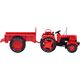 Jokomisiada Czerwony Metalowy Traktor z przyczepką Skrętne Gumowe koła 1:18 ZA5202
