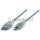 Kabel USB Manhattan USB-A - USB-B 3 m Srebrny (340458)