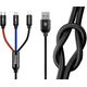Kabel USB Baseus USB-A - USB-C + microUSB + Lightning 1.2 m Czarny (31567-uniw)