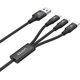 Kabel USB Unitek USB-A - USB-C + microUSB + Lightning 1.2 m Czarny (C14049BK)
