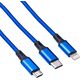 Kabel USB Akyga USB-A - USB-C + microUSB + Lightning 1.2 m Niebieski (AK-USB-27)