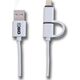 Kabel USB 2GO USB-A - microUSB + Lightning 1 m Biały (795637)