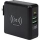 Szybkozłączka Prestigio Manhattan cestovní nabíječka a powerbanka, 4-in-1, 8.000 mAh,  Interchangeable US/EU/UK Plugs, černá