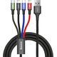 Kabel USB Baseus USB-A - USB-C + microUSB + 2x Lightning 1.2 m Czarny (CA1T4-A01)