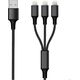 Kabel USB 2GO USB-A - USB-C + microUSB + Lightning 1.5 m Czarny (797155)