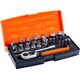 Bahco Galvučių, terkšlės ir priedų rinkinukas 4-13mm, antgaliai PH,HEX,TORX 1/4" 25vnt blisteryje. Bahco