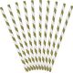Party Deco Słomki papierowe do picia w paski, złote, 19,5cm, 10 szt. uniwersalny