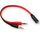 Kabel Mozos Jack 3.5mm - Jack 3.5mm x2 0.2m czerwony (ASM-2)