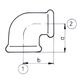 Odlewnia Zawiercie Kolano 90° redukcyjne A1 3/4 x 1/2" ocynk